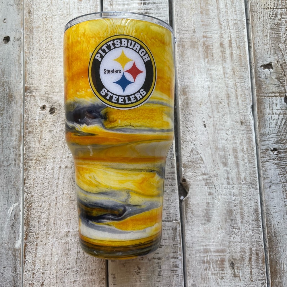 NWOT Pittsburgh Steelers Tumbler Custom made Personalized Name DAN 30oz Steel